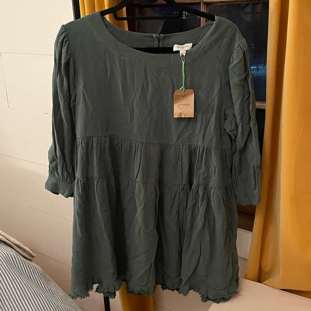 Green Dress / Tunic Umgee USA Linen